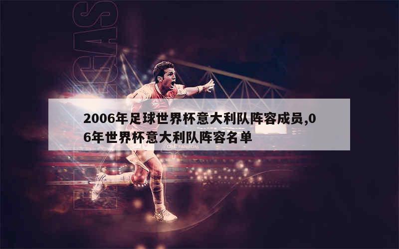 2006年足球世界杯意大利队阵容成员,06年世界杯意大利队阵容名单